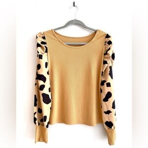 Leopard Print Sleeve Women's Top